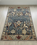 Hand-Knotted Dusty Blue Wool Rug | Traditional Oriental Design