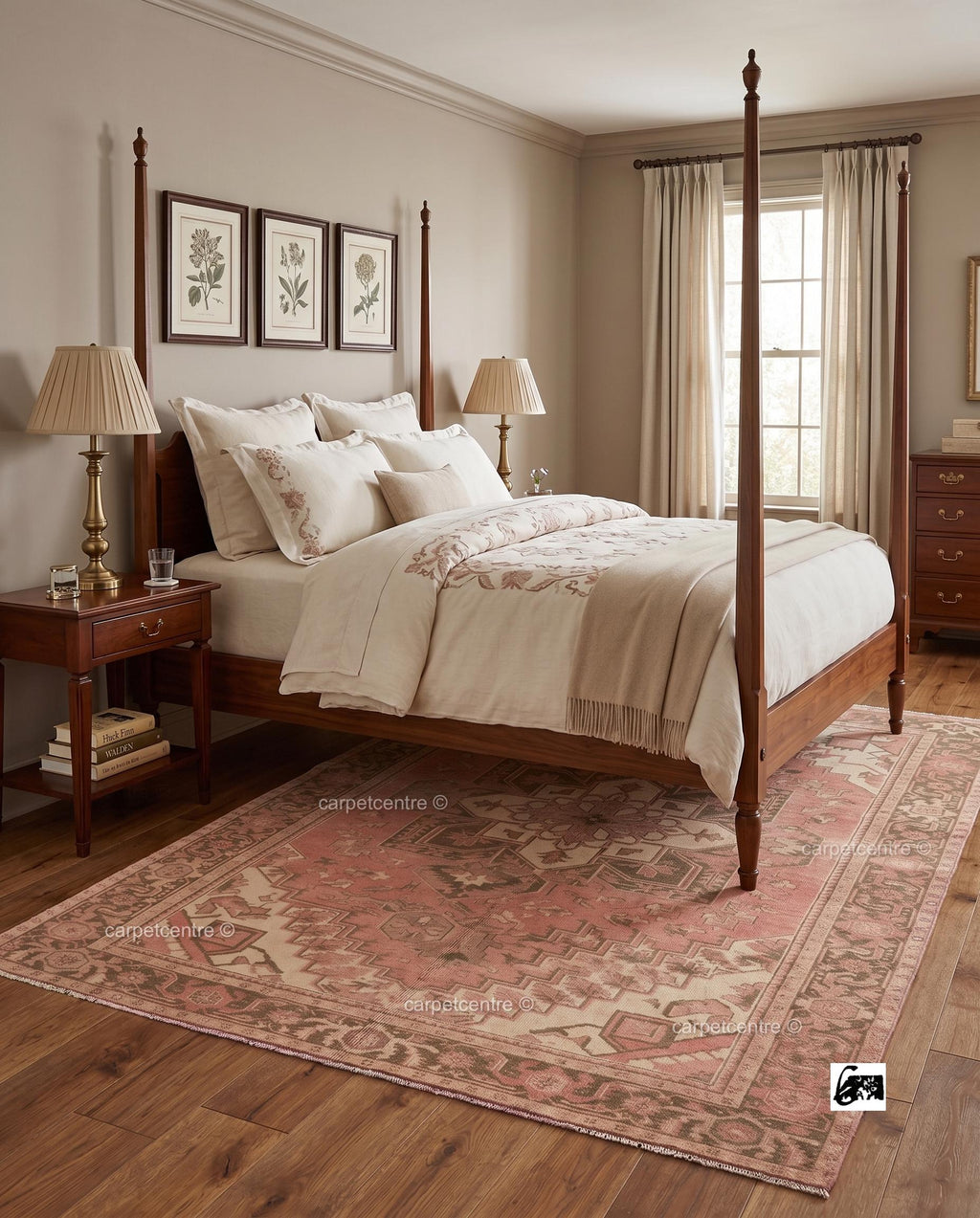 Hand Knotted Pink Oushak Rug: New Zealand Wool, Turkish Design (Made to Order)