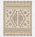 Hand-Knotted Oushak Wool Rug, Neutral Geometric Tribal Carpet, 8x10 9x12