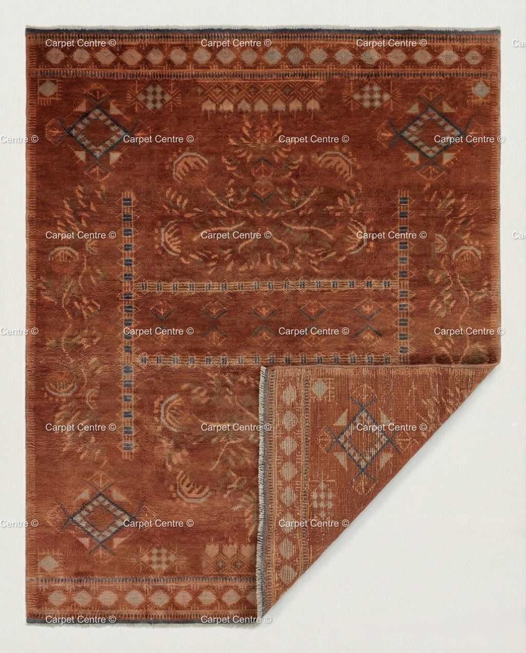 Hand Knotted Oushak Rug 8x10 – Terracotta Rust Wool Pile Turkish Vintage Style Area Rug