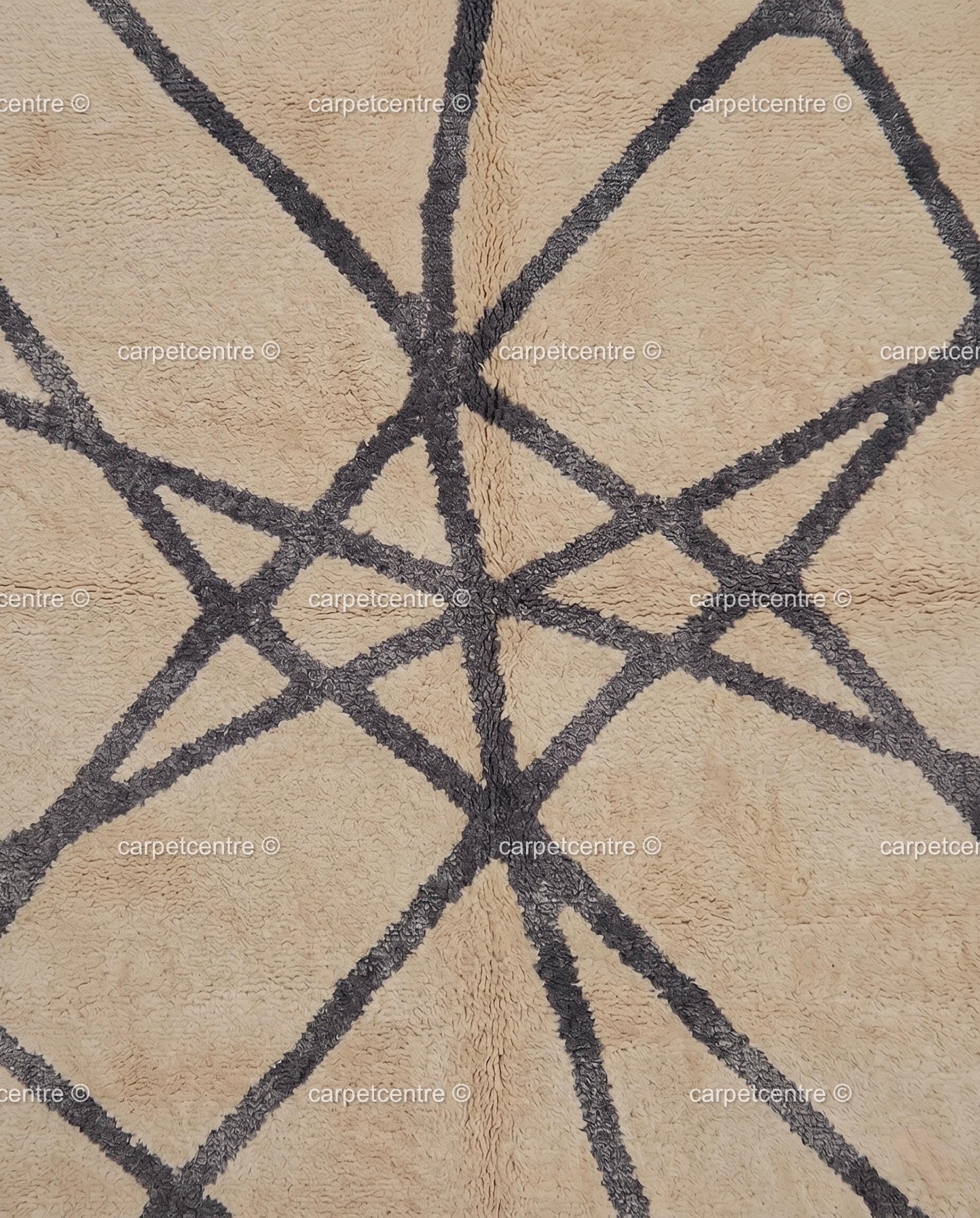 Hand Knotted Wool Rug, Abstract Line Art, Greige Charcoal Minimalist Carpet (Custom Size)
