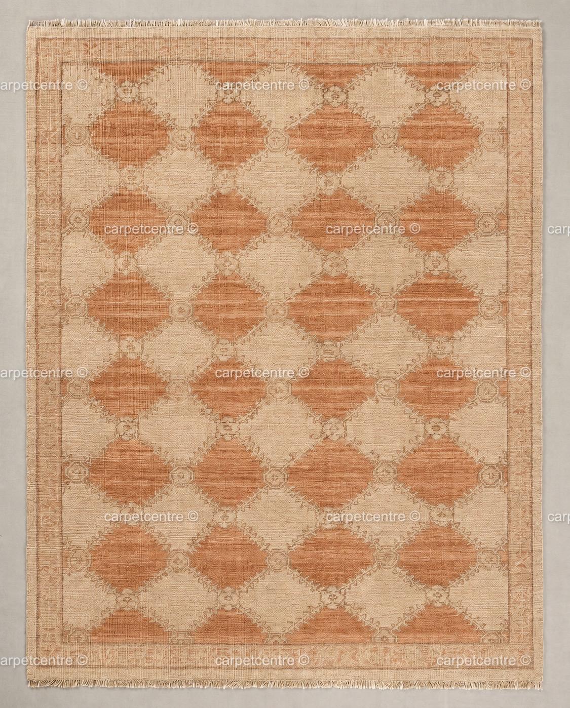 Muted Blue Oushak Rug, Hand-Knotted Wool Geometric Diamond Area Rug