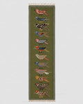 Handmade Wool Folk Art Bird Runner Rug, Green Hallway Carpet, Turkish Knot Artisan Made