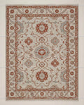 Hand Knotted Turkish Wool Oushak Rug, Rust & Slate Geometric