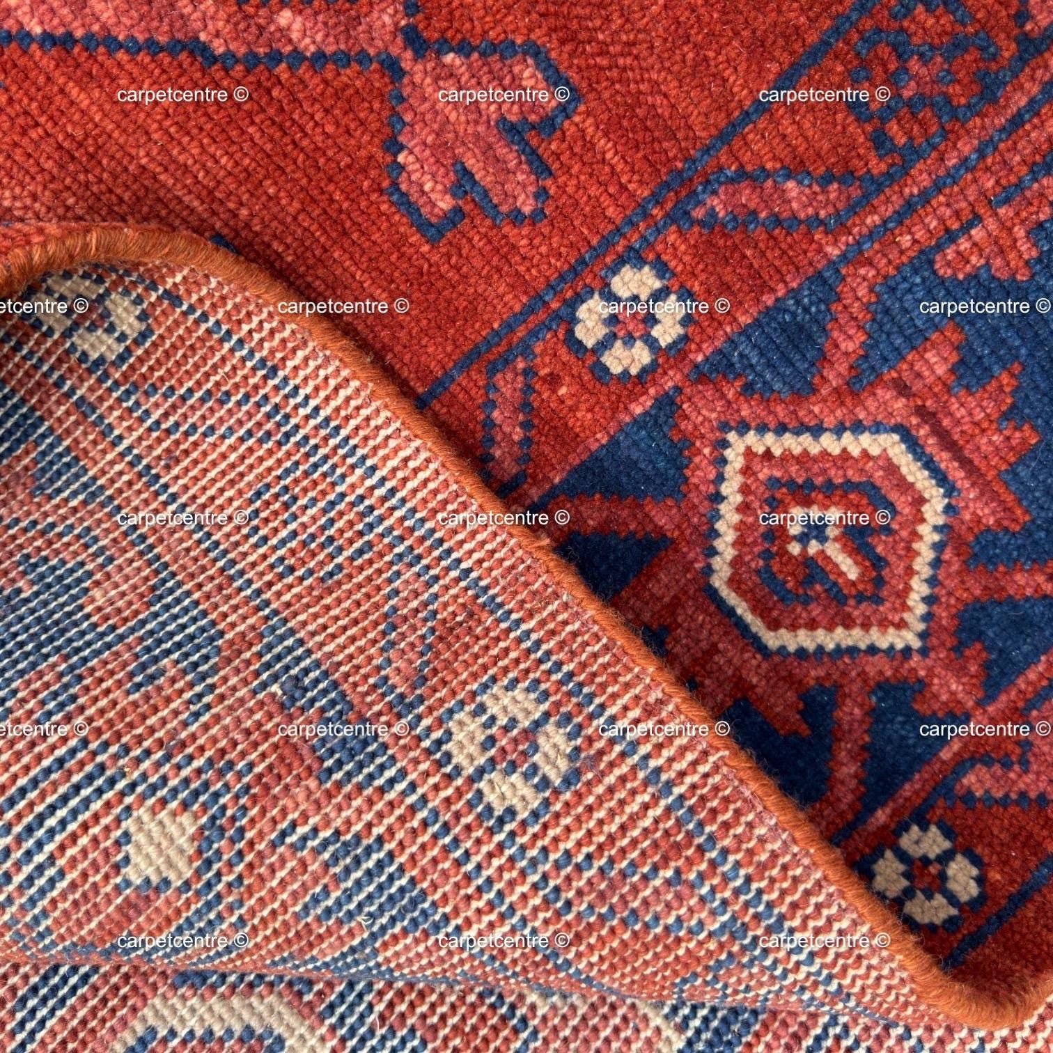 Dark Red Oushak Rug, Navy Blue Heriz Medallion, Hand Knotted 8x10 9x12 Wool Area Rug, Vintage Persian Style, Burgundy Living Room Carpet