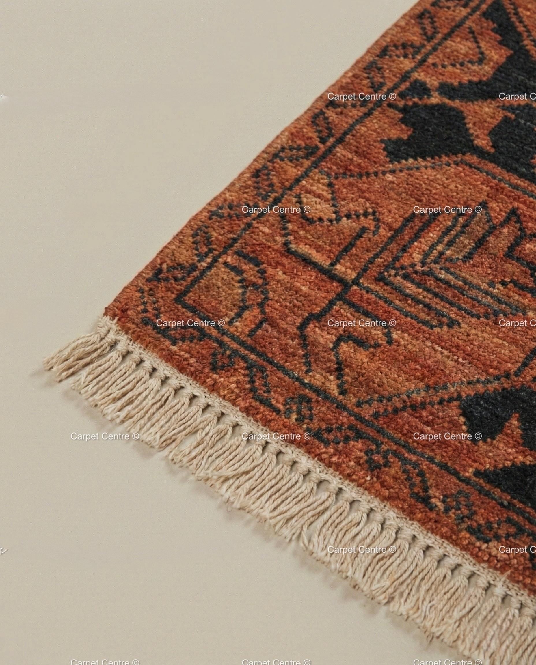 Rust Oushak Runner Rug, Hand-Knotted Wool, Turkish Knot Heriz Style