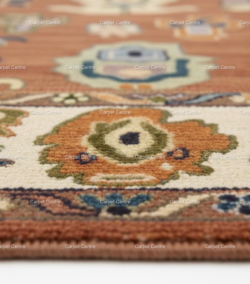 Terracotta Oushak Wool Rug, Hand-Knotted Boho Area Rug