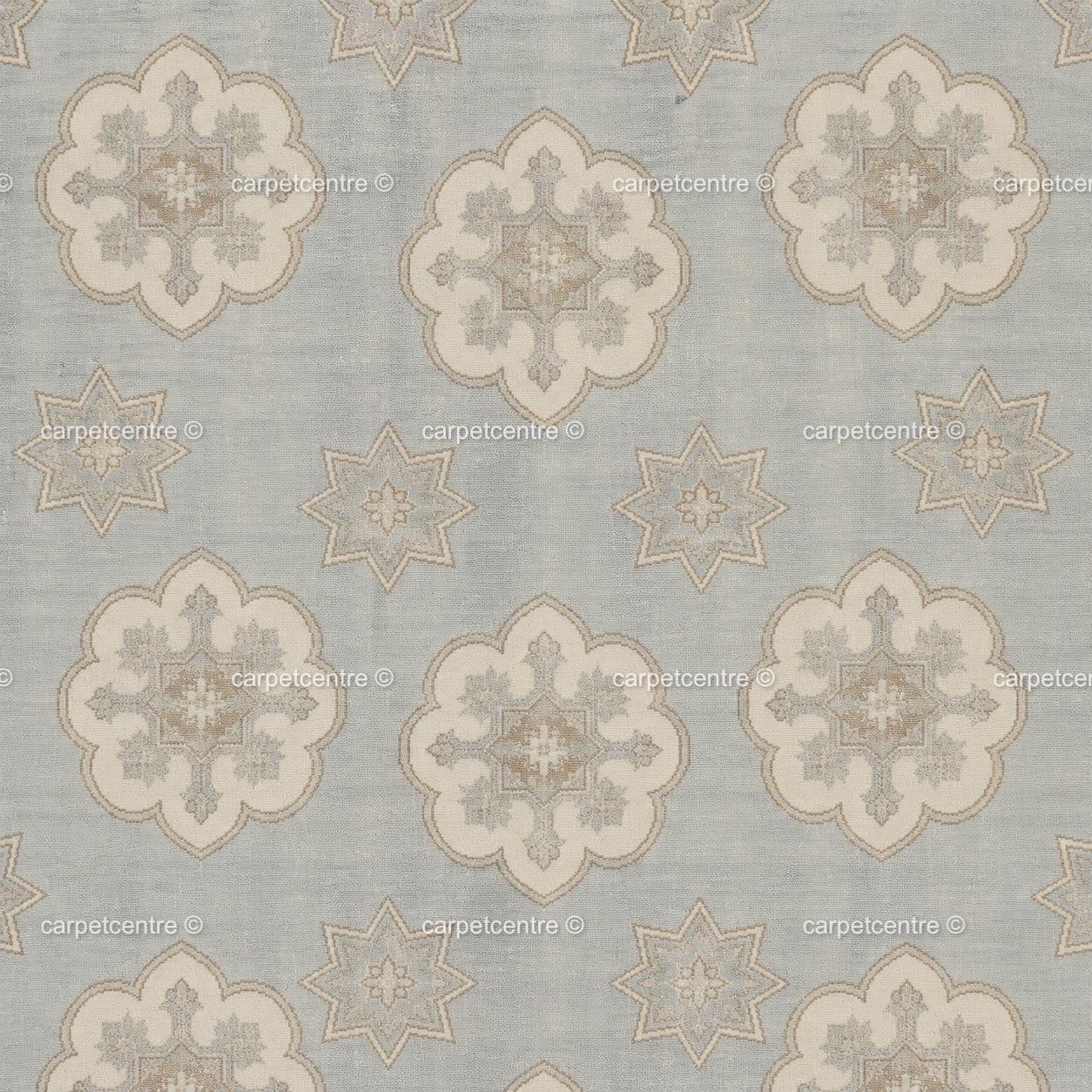 Hand-Knotted Oushak Rug | Light Blue Wool Floral Medallion Carpet | Vintage Boho Decor