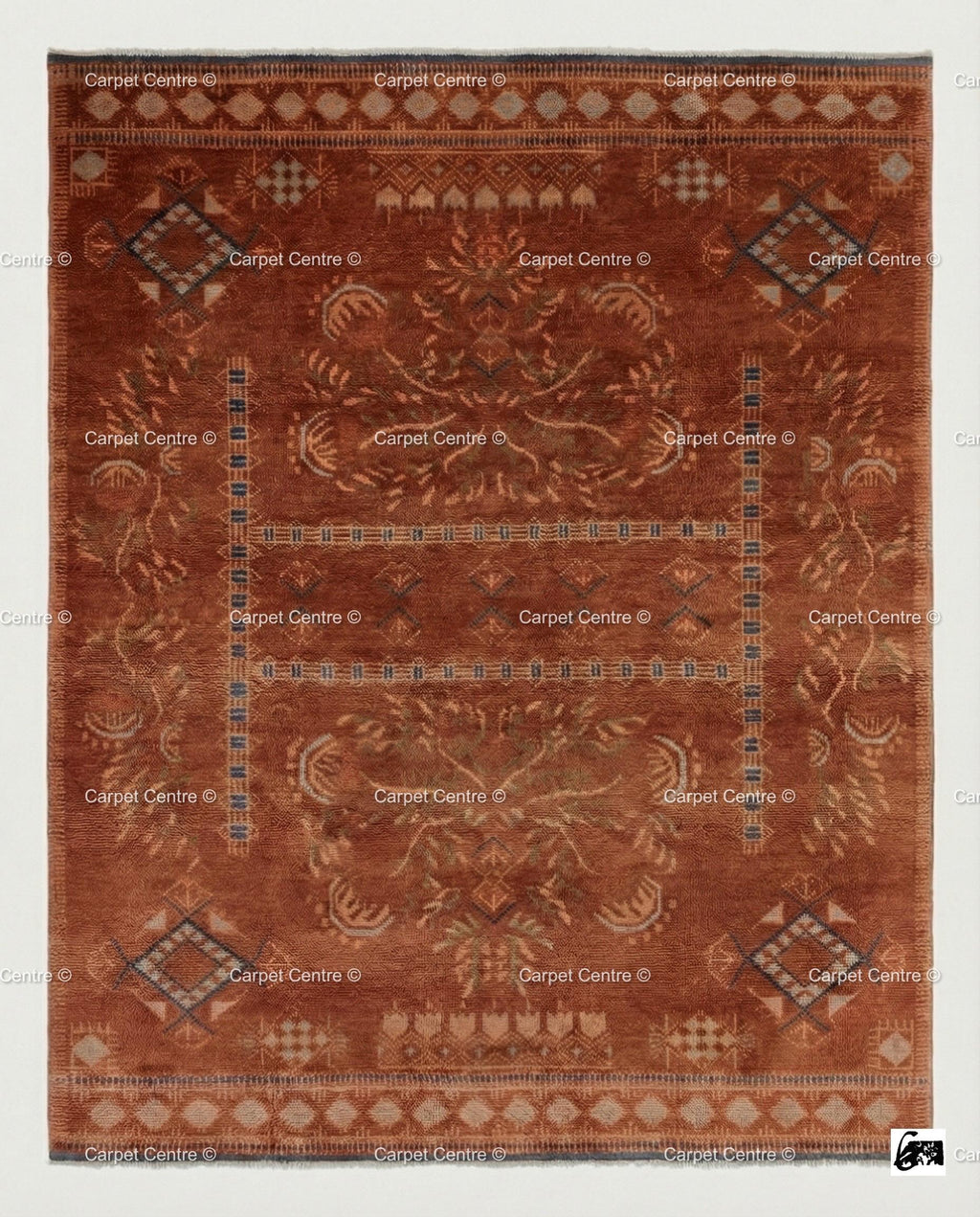 Hand Knotted Oushak Rug 8x10 – Terracotta Rust Wool Pile Turkish Vintage Style Area Rug