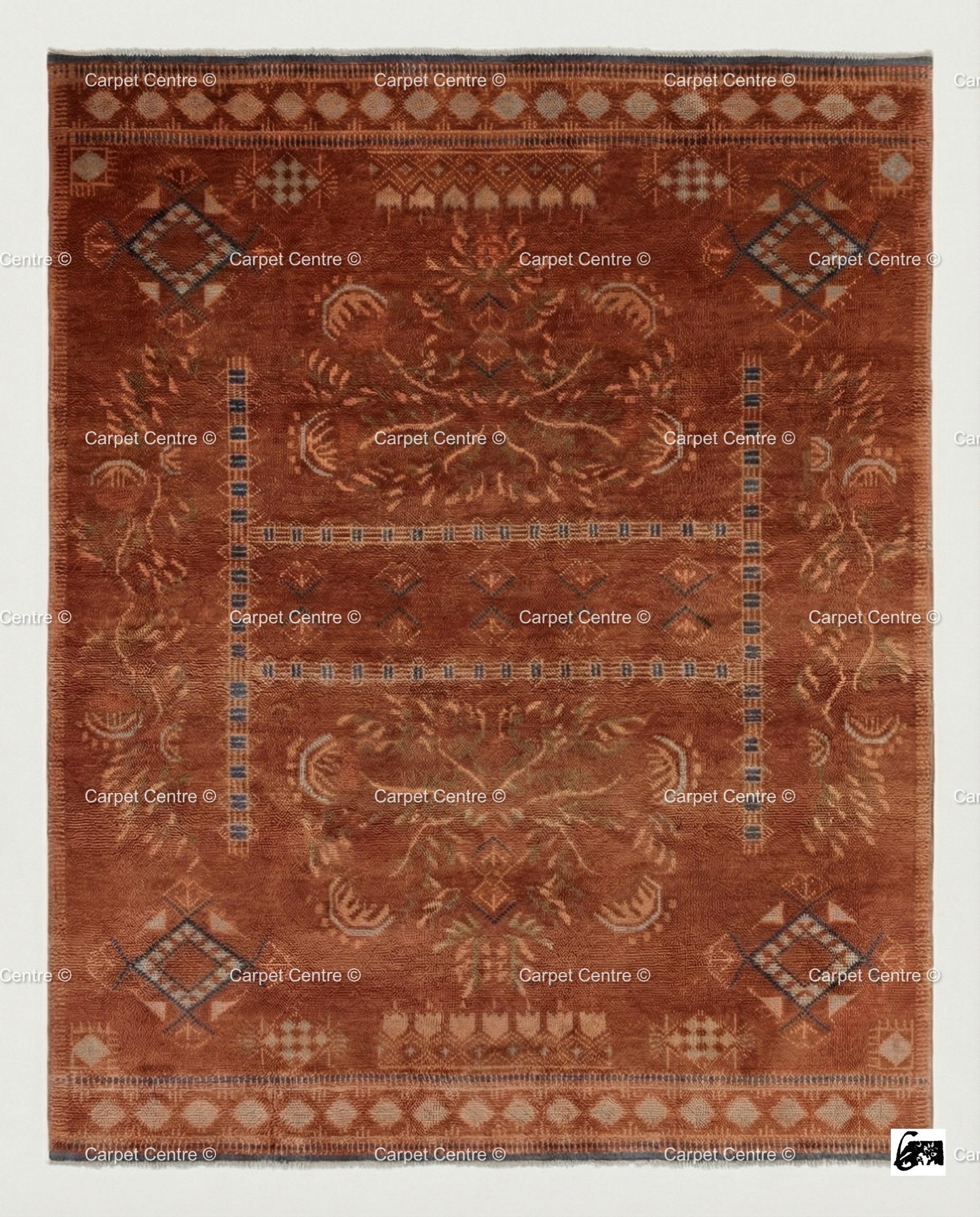 Hand Knotted Oushak Rug 8x10 – Terracotta Rust Wool Pile Turkish Vintage Style Area Rug