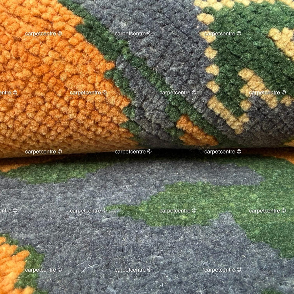 Hand Knotted Wool Oushak Rug | Terracotta, Sage & Burnt Orange