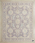Muted Purple Oushak Rug, Hand-Knotted Wool Geometric Pastel Home Decor