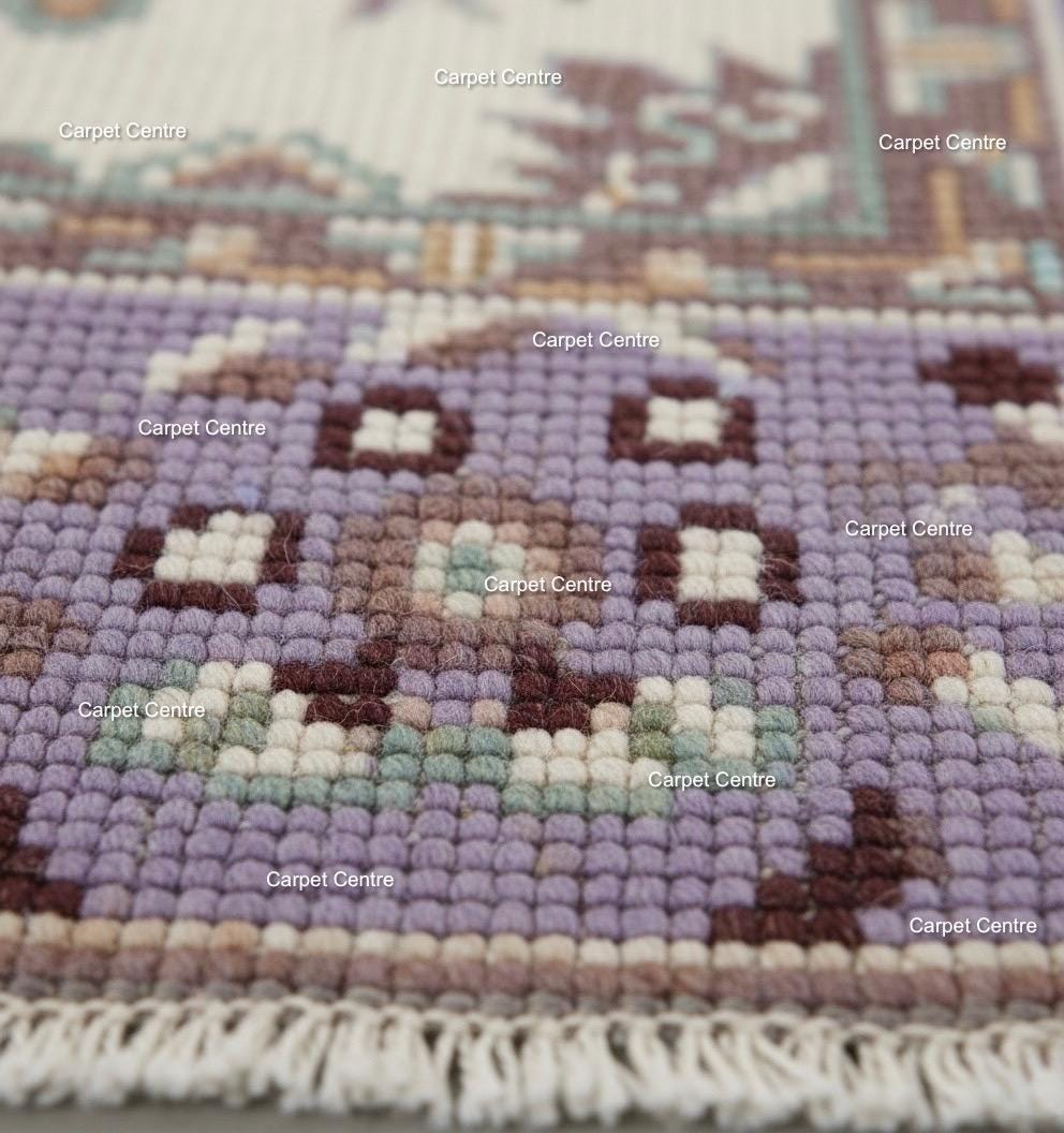 Hand Knotted Oushak Wool Rug | Lilac Bird Motif