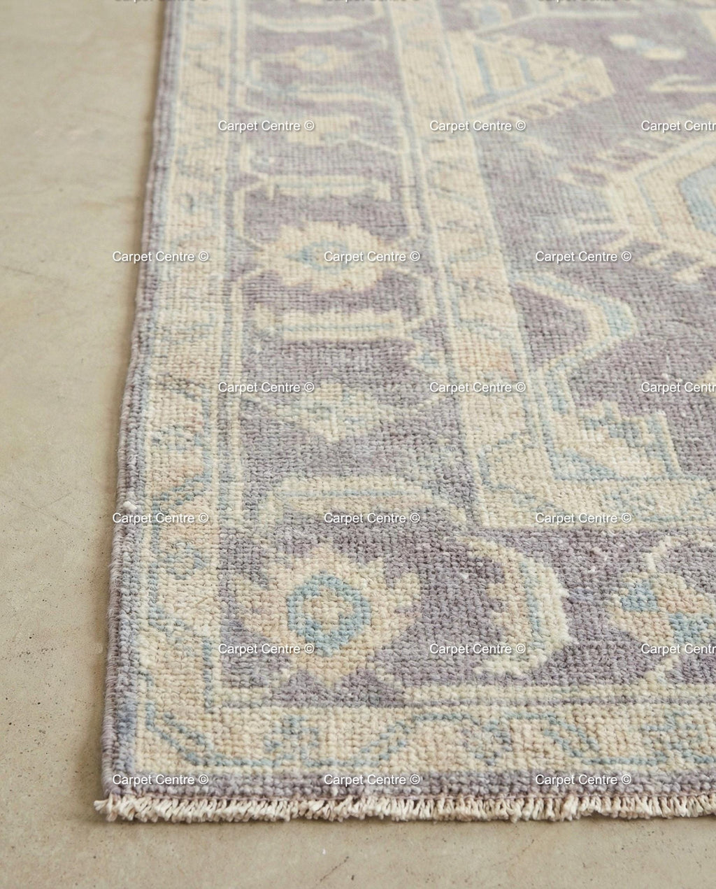 Muted Purple Oushak Rug, Hand-Knotted Wool Geometric Pastel Home Decor