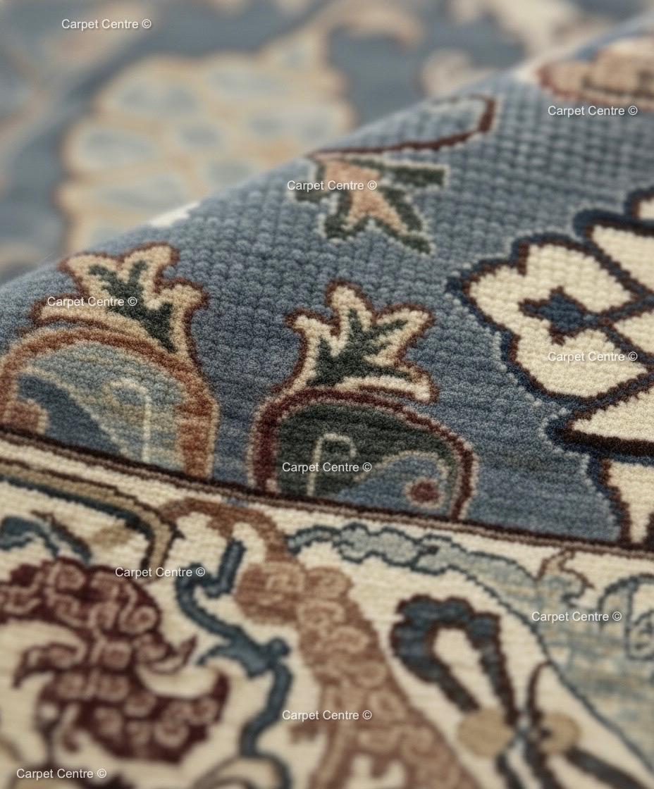 Hand-Knotted Dusty Blue Wool Rug | Traditional Oriental Design