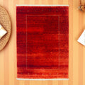 Hand-Knotted Lincoln Wool Rug: Red Gabbeh Style, 7'11" x 5'6"
