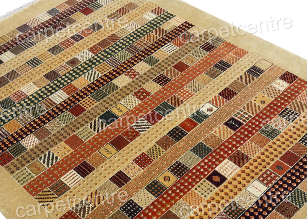 Hand-Knotted Wool Area Rug | Patchwork Tribal Geometric Design (8x6)