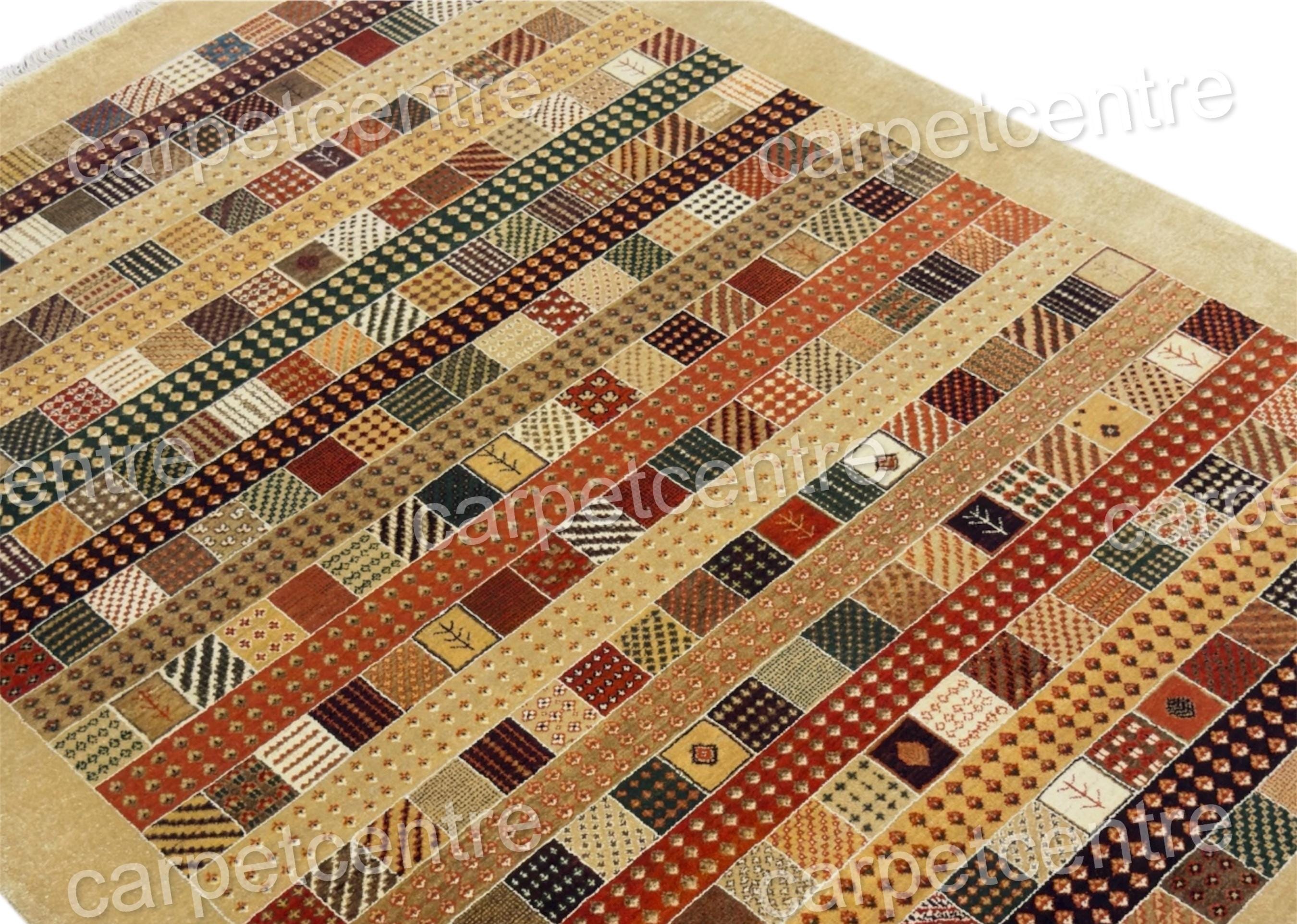 Hand-Knotted Wool Area Rug | Patchwork Tribal Geometric Design (8x6)