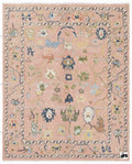 Pink Oushak Rug, Hand Knotted Wool Turkish Carpet, Boho Decor