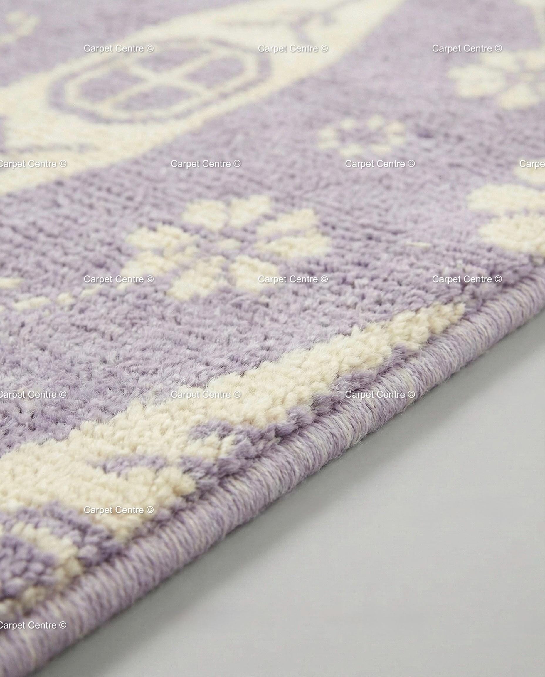 Hand-Knotted Lavender Wool Oushak Rug, Floral Boho Decor
