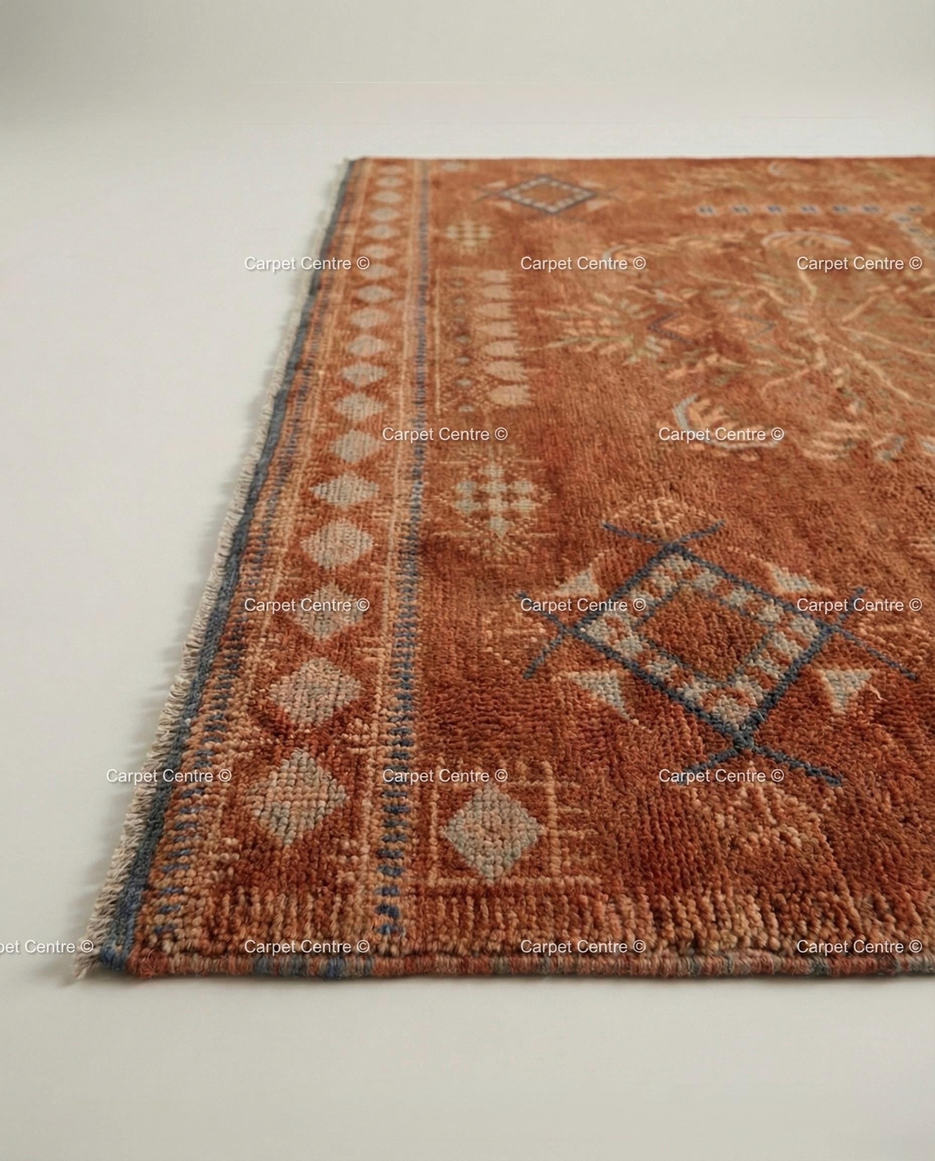 Hand Knotted Oushak Rug 8x10 – Terracotta Rust Wool Pile Turkish Vintage Style Area Rug