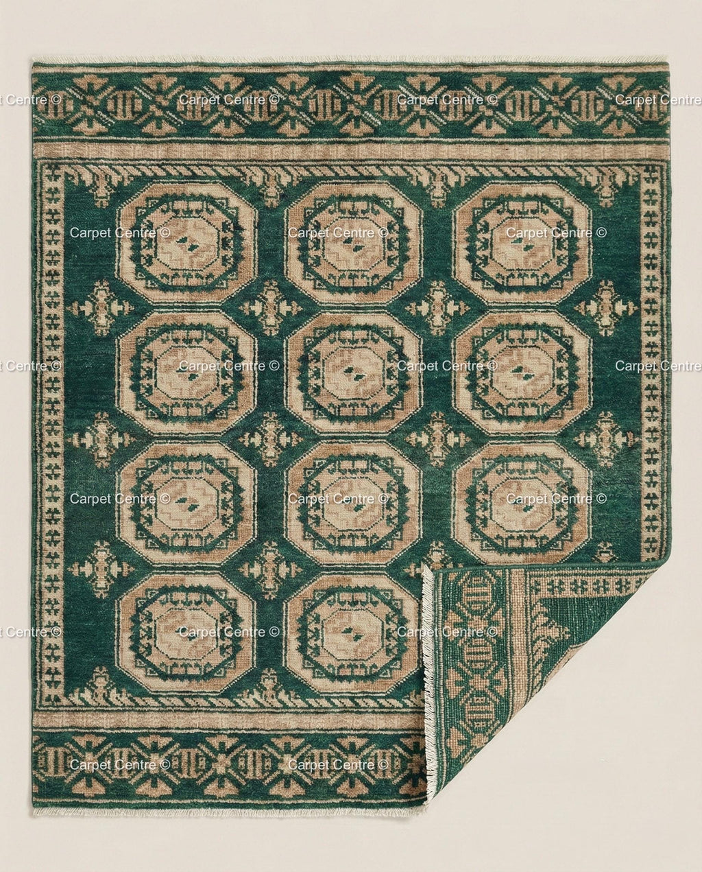 Emerald Green Oushak Rug, Hand Knotted Wool Tribal Boho Carpet