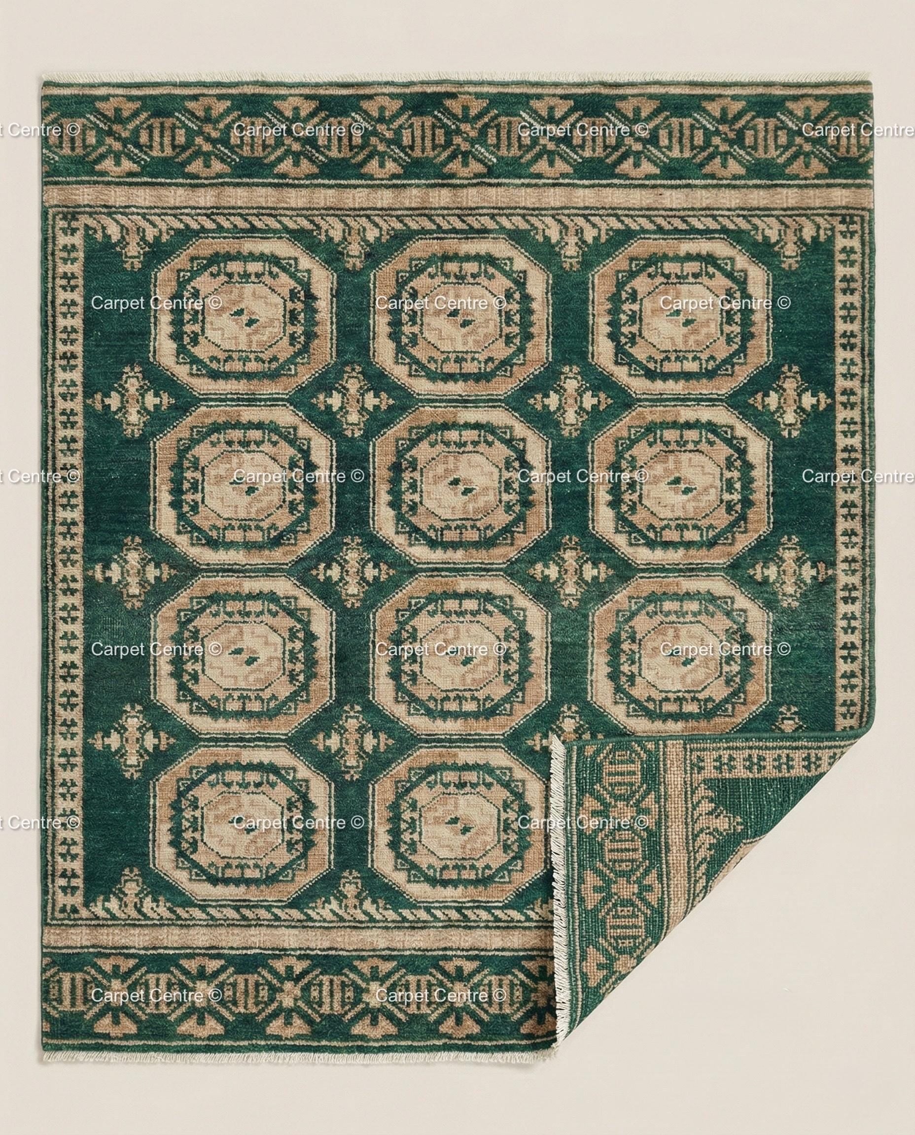 Emerald Green Oushak Rug, Hand Knotted Wool Tribal Boho Carpet