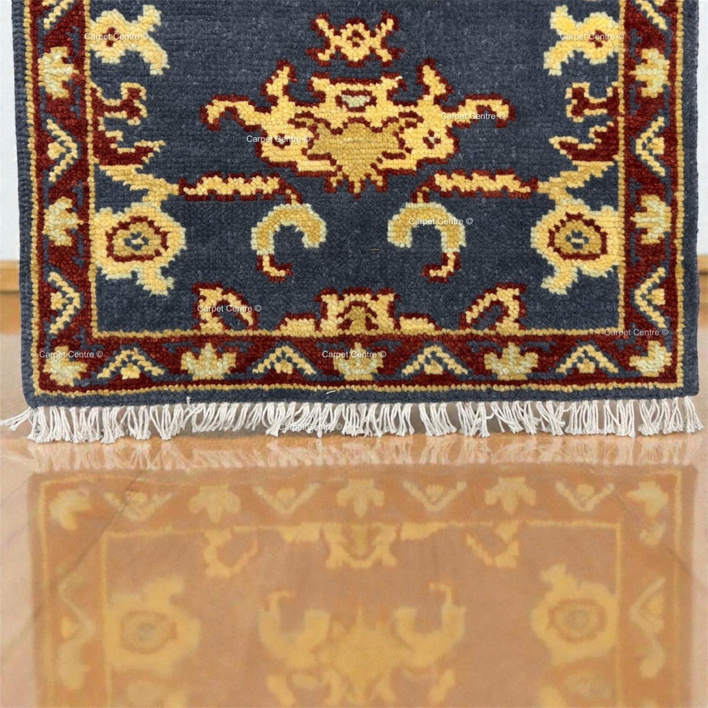 Handmade Gray Oushak Wool Runner Rug, Turkish Hallway Entryway