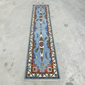 Hand-Knotted Wool Runner Rug, Canoe Figural Oushak Style, Coastal Cabin Decor