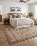 Hand Knotted Oushak Wool Rug, Tribal Geometric Earth Tone Southwestern Decor