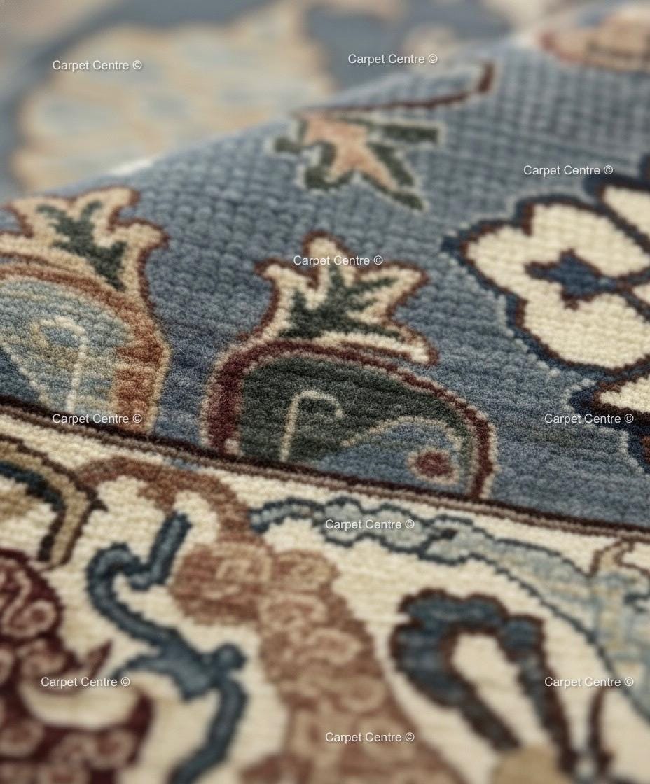 Hand-Knotted Dusty Blue Wool Rug | Traditional Oriental Design