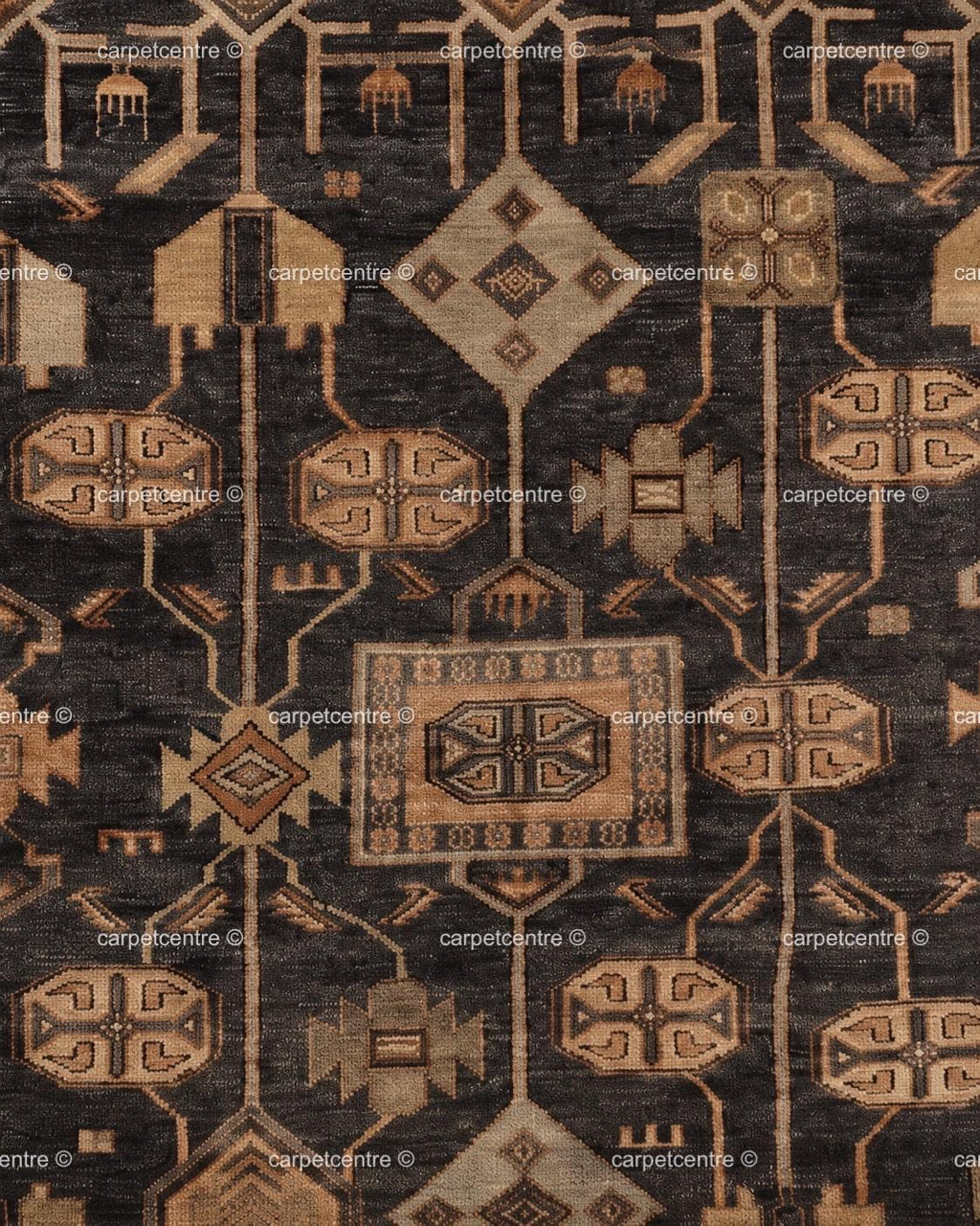 Hand Knotted Oushak Wool Rug, Dark Brown Tribal Vintage Turkish Geometric 8x10 9x12 Custom Living Room Bedroom Rug - 100% Handmade
