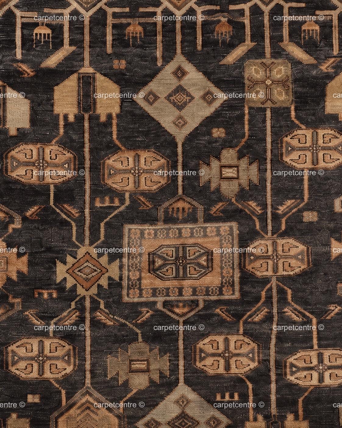 Hand Knotted Oushak Wool Rug, Dark Brown Tribal Vintage Turkish Geometric 8x10 9x12 Custom Living Room Bedroom Rug - 100% Handmade