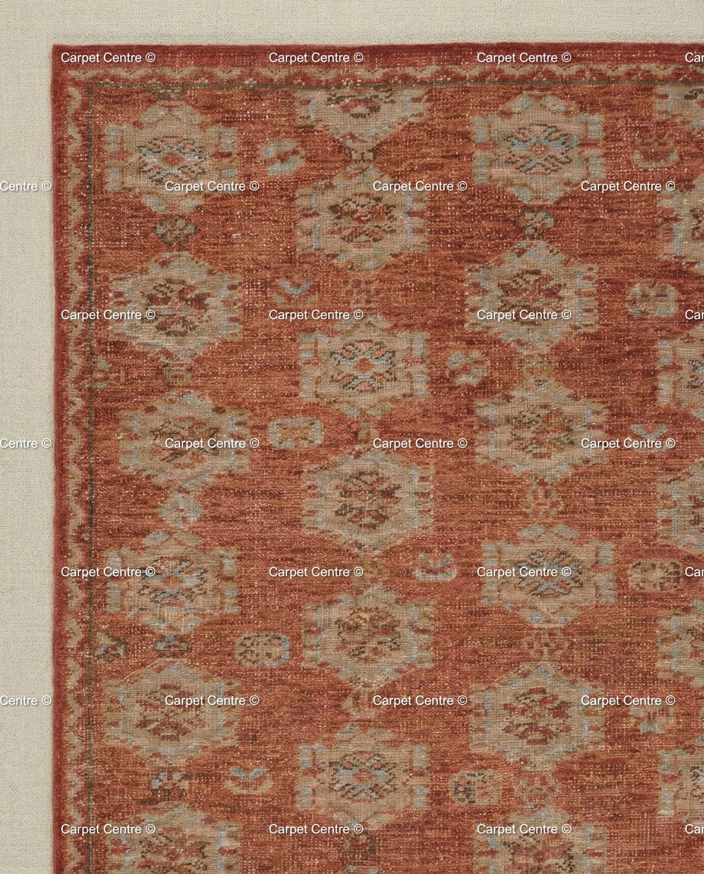 Hand-Knotted Oushak Rug – Terracotta Rust Wool Pile, Geometric Turkish Style 8x10 9x12 10x14 Area Rug Bedroom Living Room