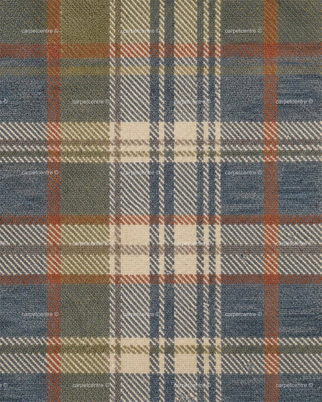 Hand Knotted Plaid Wool Rug: Blue Green Tartan, New Zealand Wool, Custom Sizes