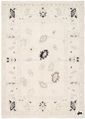 Neutral Oushak Rug | Hand-Knotted Wool Geometric Turkish Area Rug, Boho Decor