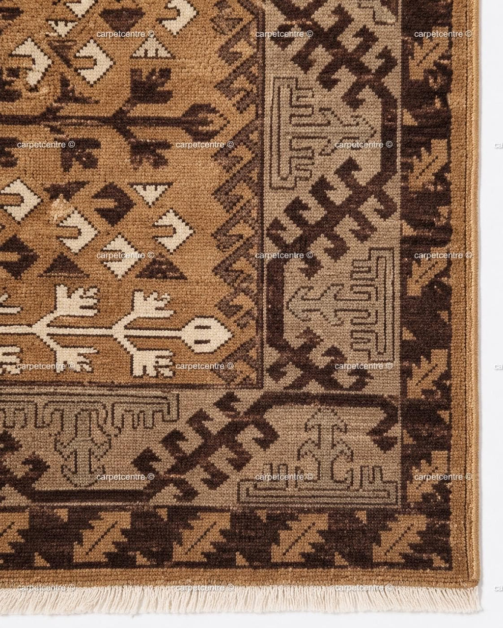 Hand Knotted Oushak Rug: New Zealand Wool, Tribal Geometric Design