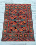 Teal Oushak Rug, Rust Geometric Kazak, Hand Knotted Wool