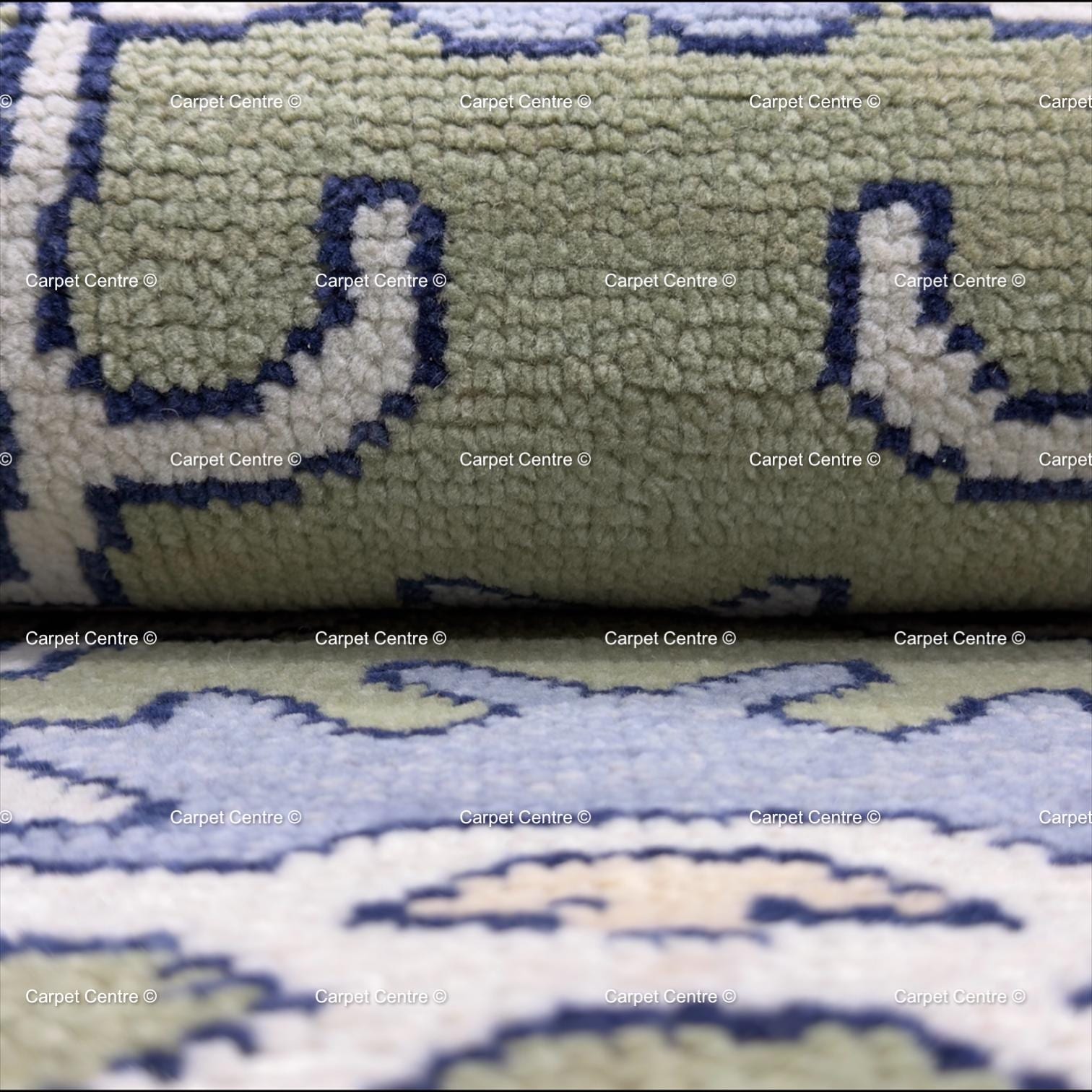 Olive Green Hand Knotted Oushak Wool Runner Rug Turkish Vintage Hallway Entryway Rug