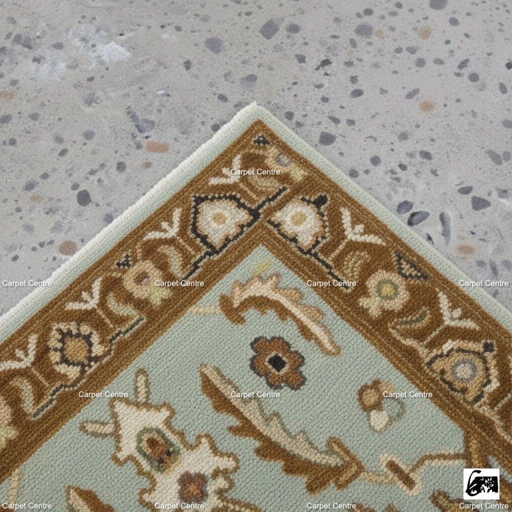 Hand-Knotted Wool Runner Rug, Light Blue Floral Hallway, 2x8