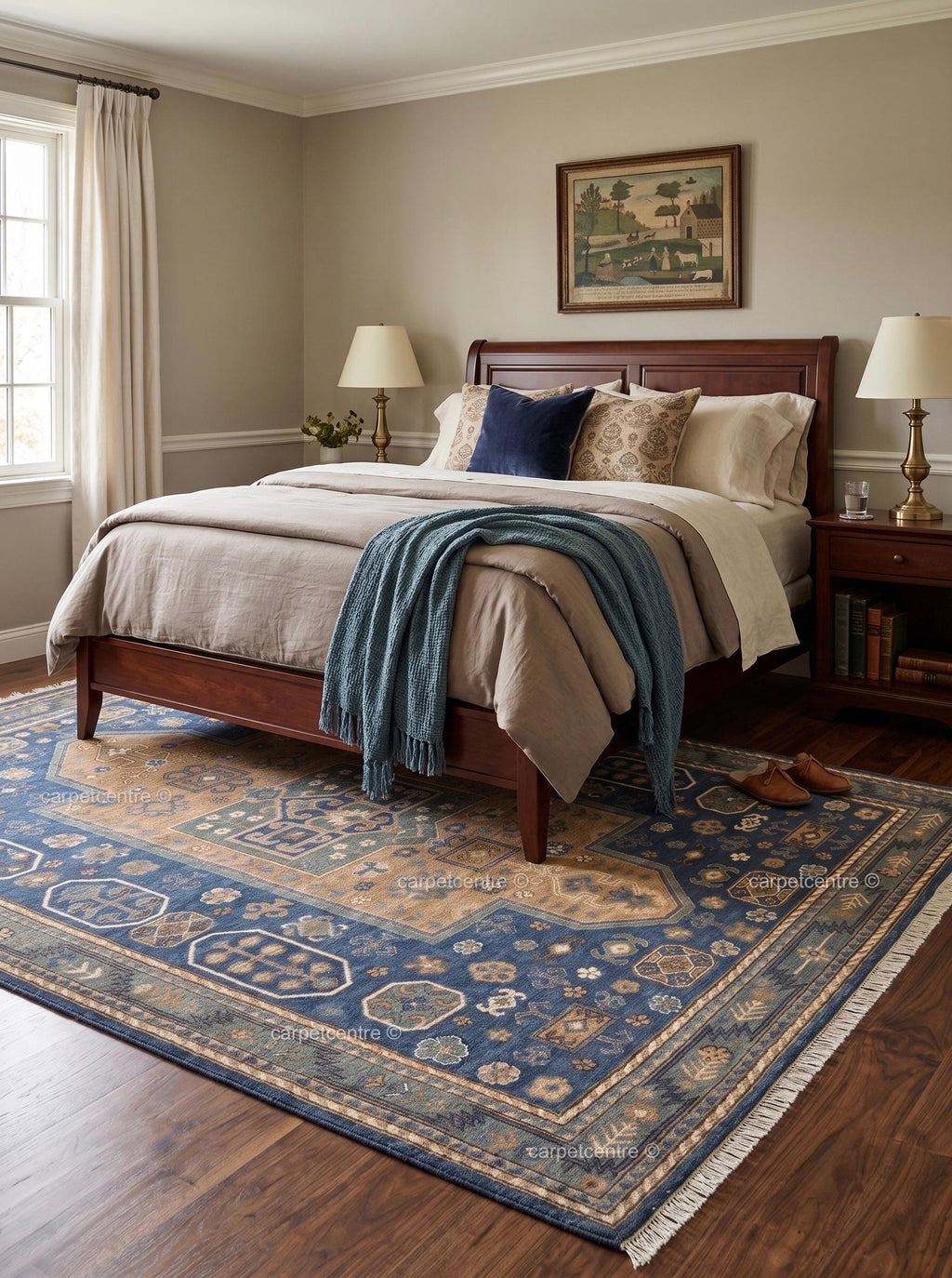 Navy Blue Oushak Rug: Hand Knotted 100% New Zealand Wool Carpet