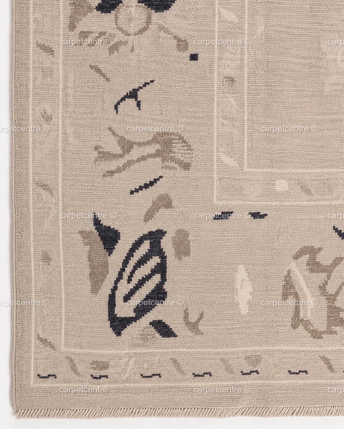 Hand Knotted Oushak Wool Rug | Neutral Beige Tribal Abstract Area Rug