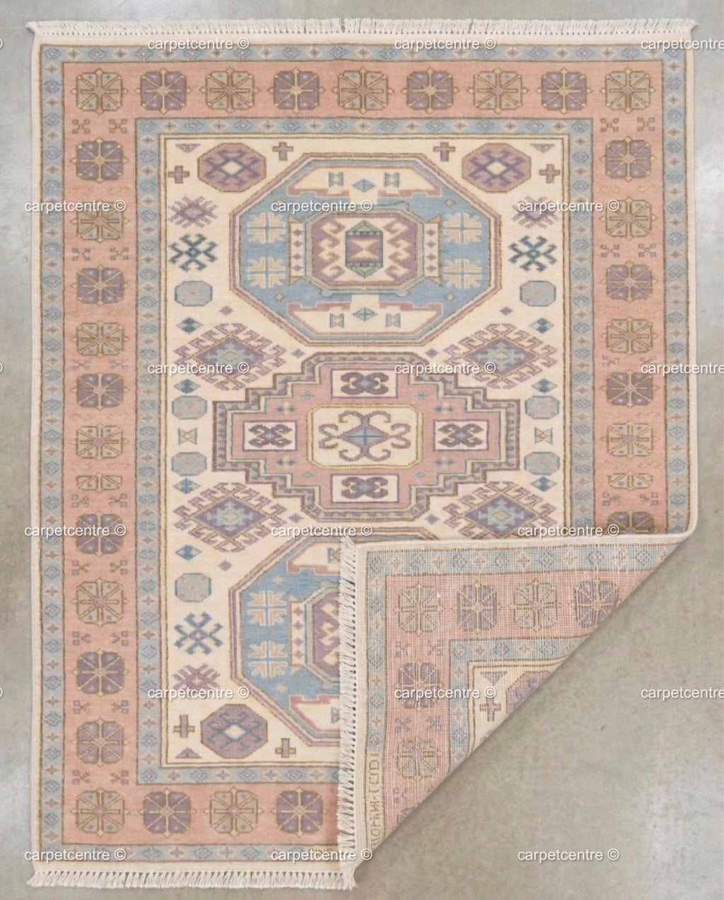 Pastel Oushak Rug, Muted Turkish Geometric Carpet, Boho Nursery Bedroom Decor