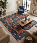 Tibetan Tiger Print Oushak Rug, Hand Knotted Wool 6x8 8x10 9x12 10x14 Area Carpet, Charcoal Rust Maximalist Decor Living Room Bedroom Decor