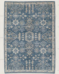 Indigo Blue Oushak Rug, Hand-Knotted Wool Tribal Geometric Carpet, Living Room Bedroom Decor