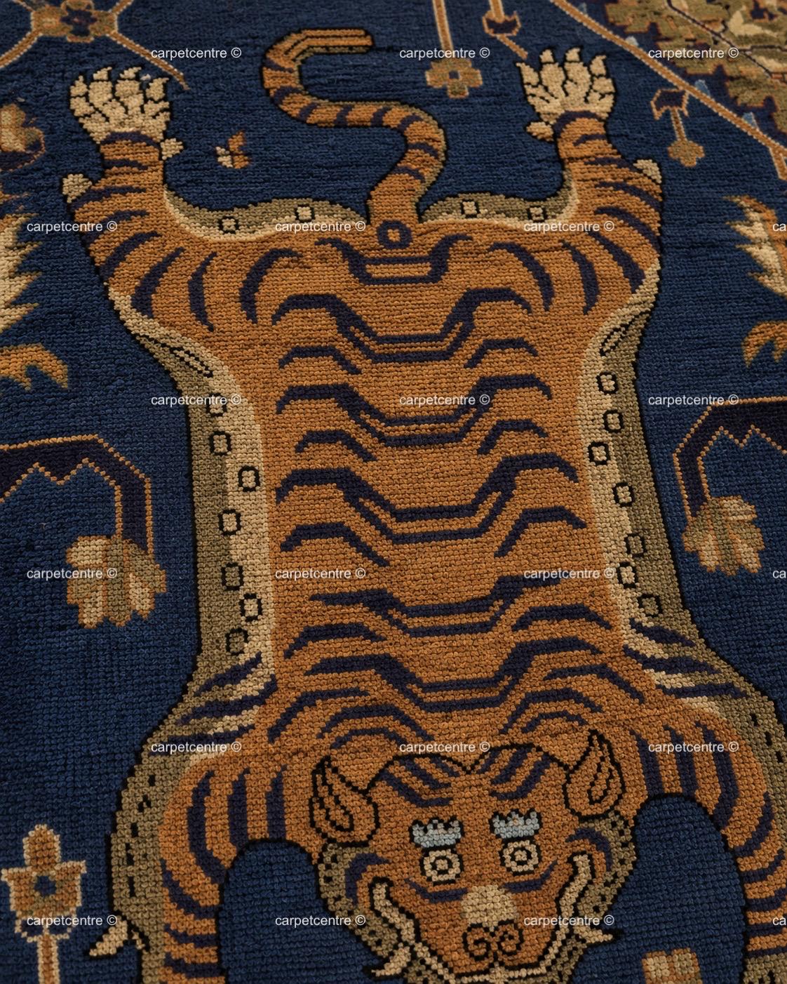 Hand Knotted Tiger Oushak Rug, 100% New Zealand Wool, Turkish Animal Motif Area Rug