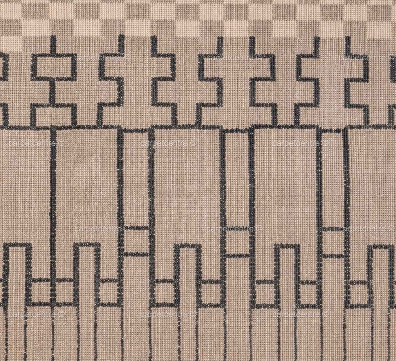 Neutral Geometric Oushak Rug | Beige Charcoal Checkered Wool Carpet