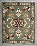 Hand-Knotted Sage Green Oushak Rug | Traditional Turkish Wool Medallion Carpet