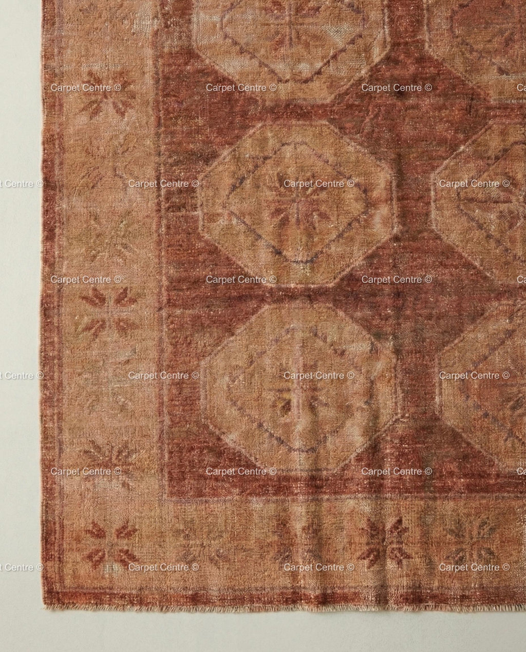 Hand-Knotted Oushak Rug | Terracotta Geometric Medallion, Southwestern Decor