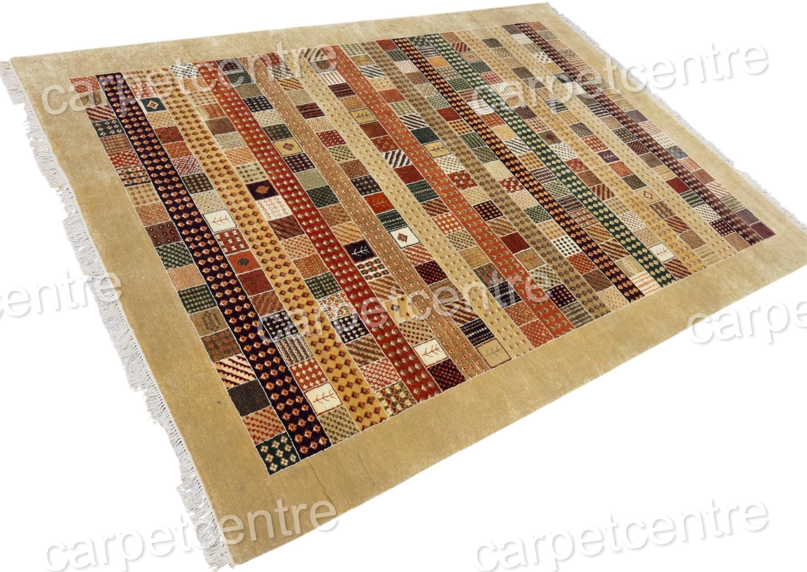 Hand-Knotted Wool Area Rug | Patchwork Tribal Geometric Design (8x6)